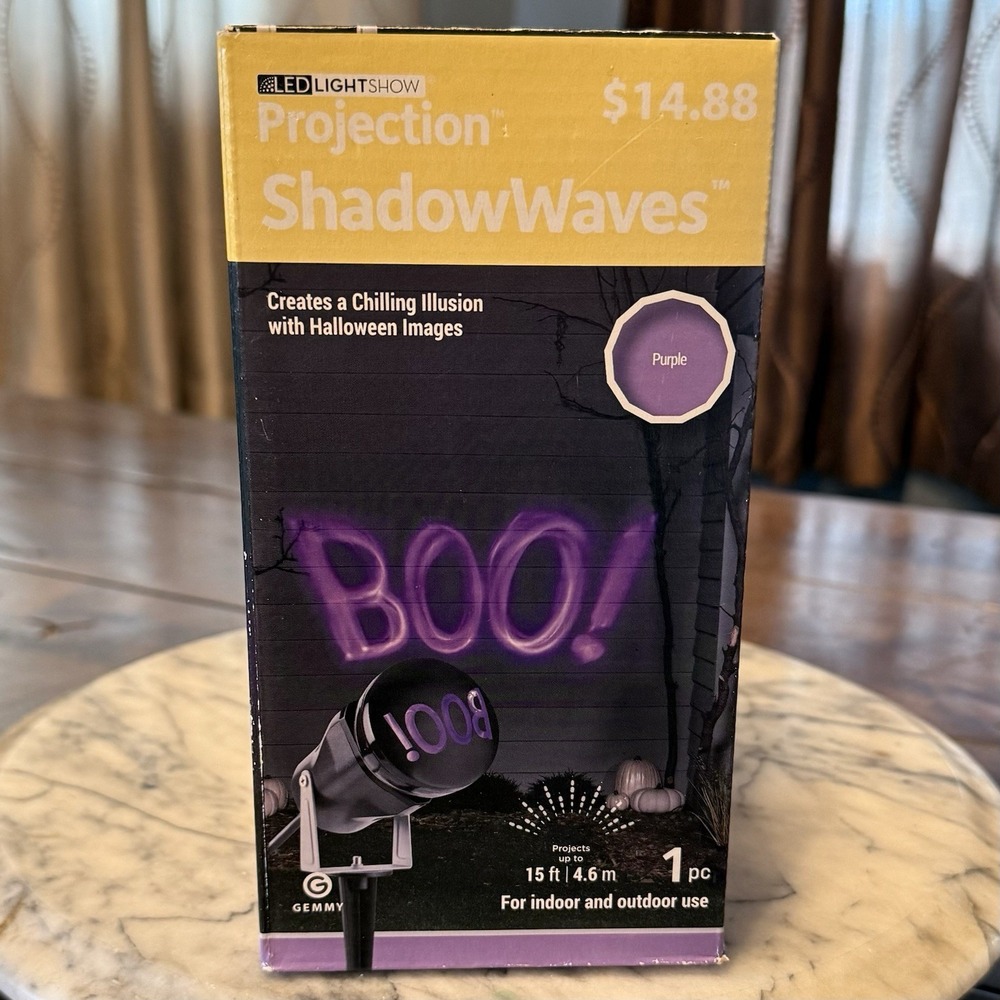 VTG Gemmy Halloween Projection Shadow Waves LED Lightshow Purple Ghost BOO!